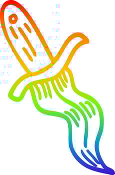 rainbow gradient line drawing cartoon tattoo dagger symbol vector