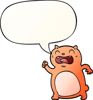 cartoon cat and speech bubble in smooth gradient style vector