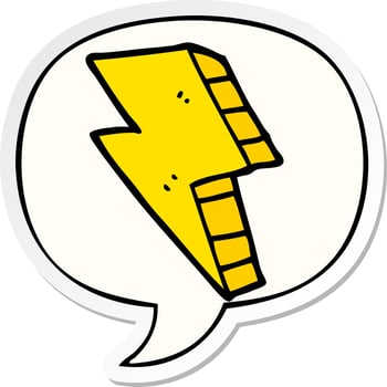 cartoon lightning bolt and speech bubble sticker vector