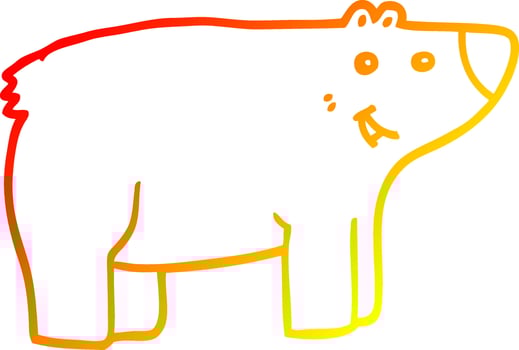 warm gradient line drawing cartoon bear vector
