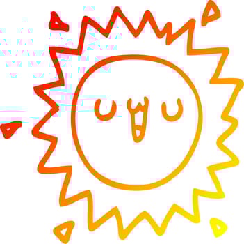 warm gradient line drawing cartoon sun vector