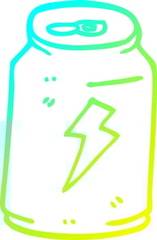 cold gradient line drawing cartoon can of energy drink vector