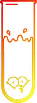 warm gradient line drawing cartoon surprised test tube vector