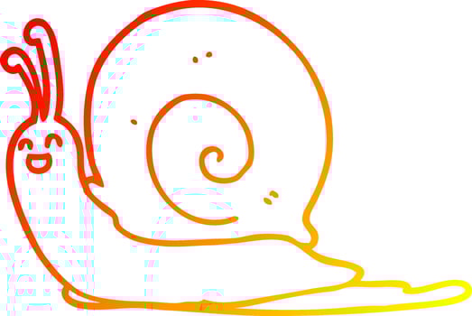 warm gradient line drawing cartoon snail vector