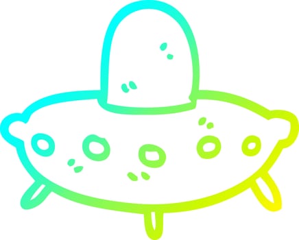 cold gradient line drawing cartoon alien spaceship vector