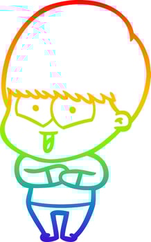 rainbow gradient line drawing cartoon happy boy vector