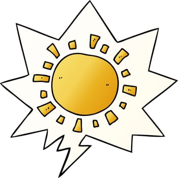 cartoon sun and speech bubble in smooth gradient style vector