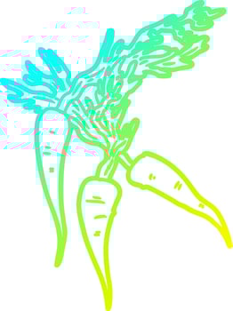 cold gradient line drawing cartoon carrots vector