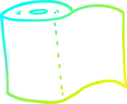 cold gradient line drawing cartoon toilet roll vector