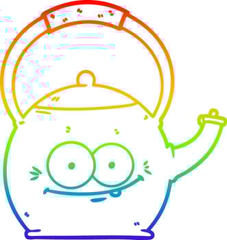 rainbow gradient line drawing cartoon kettle vector