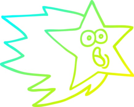 cold gradient line drawing cartoon shooting star vector