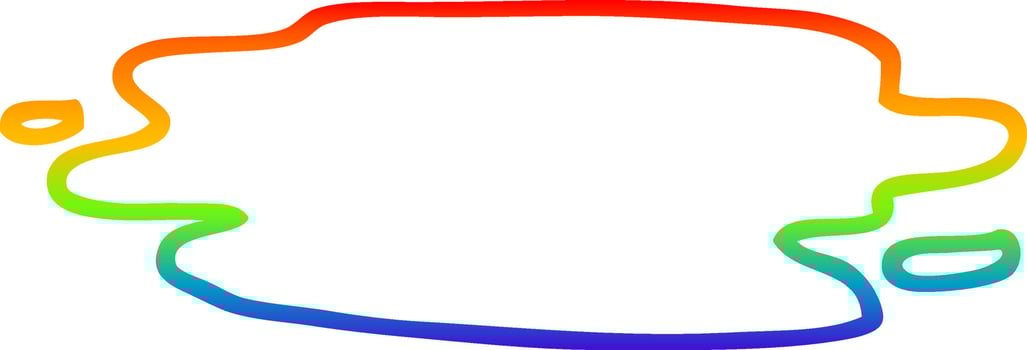 rainbow gradient line drawing cartoon wet puddle vector