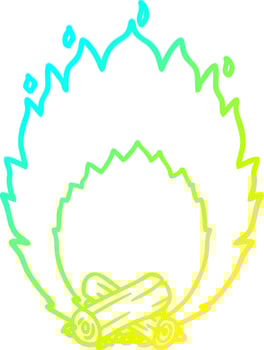 cold gradient line drawing cartoon blazing camp fire vector