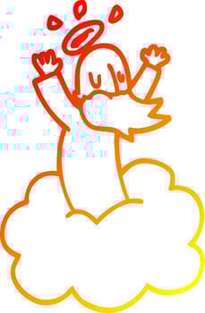 warm gradient line drawing cartoon god on cloud vector