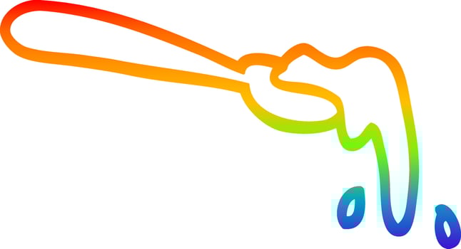 rainbow gradient line drawing cartoon ladle of food vector