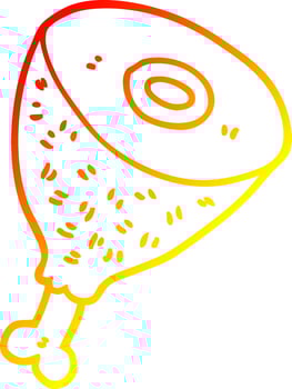 warm gradient line drawing cartoon cooked meat vector