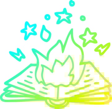 cold gradient line drawing cartoon spell book vector