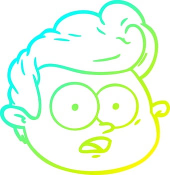 cold gradient line drawing cartoon male face vector