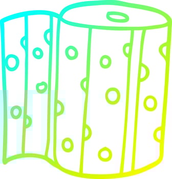 cold gradient line drawing cartoon kitchen roll vector