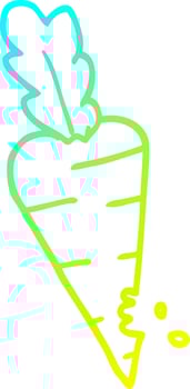 cold gradient line drawing cartoon carrot with bite marks vector