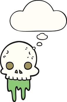 cartoon spooky halloween skull and thought bubble vector