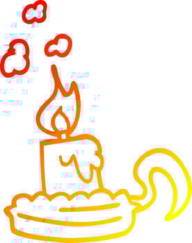 warm gradient line drawing cartoon candle in candleholder vector
