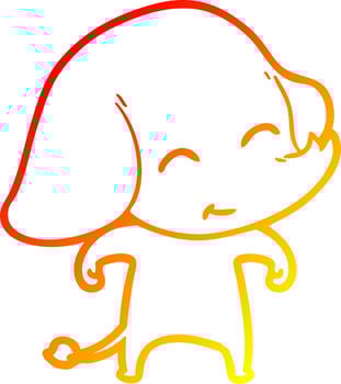 warm gradient line drawing cute cartoon elephant vector