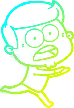 cold gradient line drawing cartoon shocked man vector