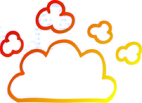 warm gradient line drawing cartoon weather cloud vector