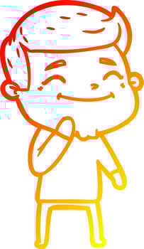 warm gradient line drawing happy cartoon man vector