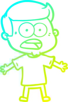 cold gradient line drawing cartoon shocked man vector