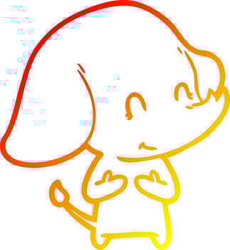 warm gradient line drawing cute cartoon elephant vector