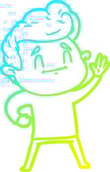 cold gradient line drawing happy cartoon man vector
