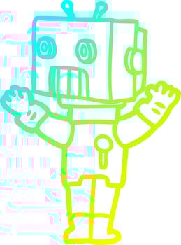 cold gradient line drawing cartoon robot vector