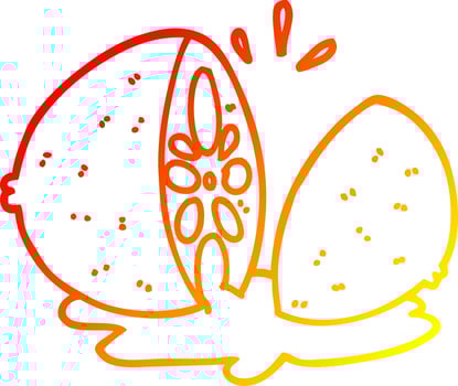 warm gradient line drawing cartoon cut lemon vector