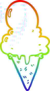 rainbow gradient line drawing cartoon ice cream vector