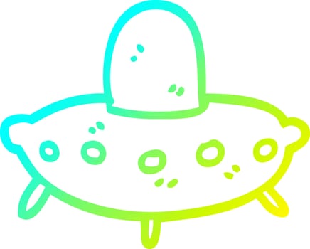 cold gradient line drawing cartoon alien spaceship vector
