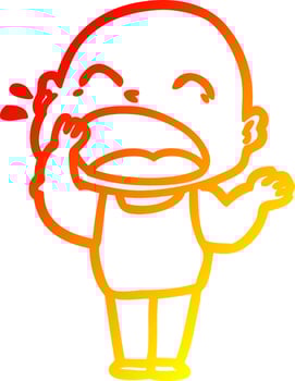 warm gradient line drawing cartoon shouting bald man vector
