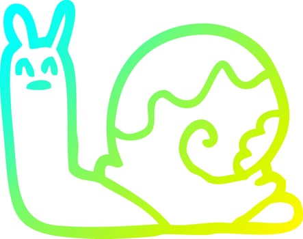 cold gradient line drawing cartoon snail vector