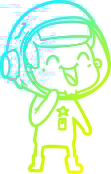cold gradient line drawing happy cartoon astronaut vector