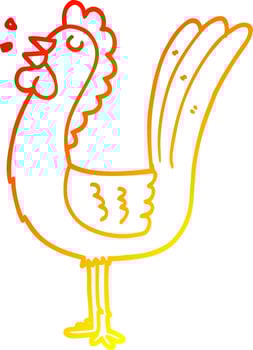 warm gradient line drawing cartoon rooster vector