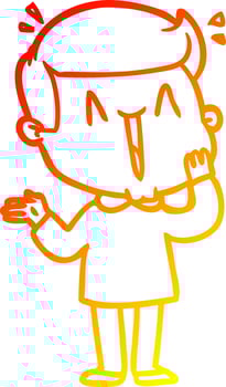 warm gradient line drawing cartoon excited man vector