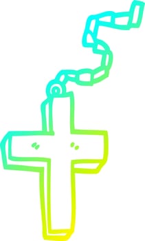 cold gradient line drawing cartoon gold crucifix vector