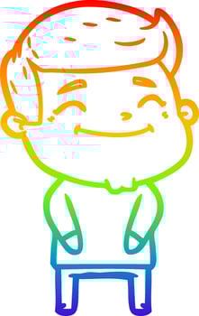 rainbow gradient line drawing happy cartoon man vector
