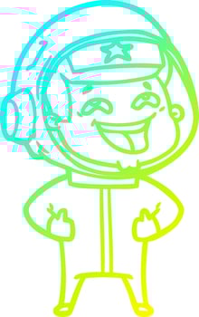 cold gradient line drawing cartoon laughing astronaut vector
