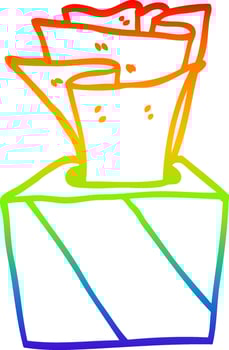 rainbow gradient line drawing cartoon box of tissues vector