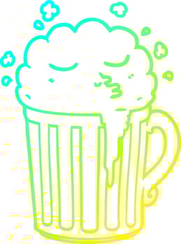 cold gradient line drawing cartoon mug of beer vector