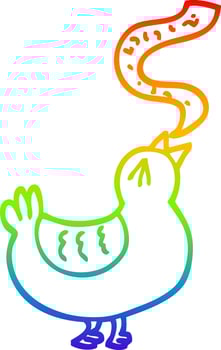 rainbow gradient line drawing cartoon song bird vector