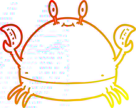 warm gradient line drawing cartoon crab vector