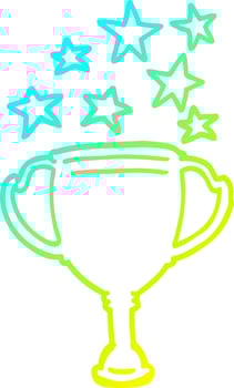 cold gradient line drawing cartoon sports trophy vector